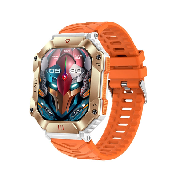 KR80 2.0 inch BT5.1 IP67 Sport Smart Watch, Support Bluetooth Call / Sleep / Blood Oxygen / Heart Rate / Blood Pressure Health Monitor(White+Orange)