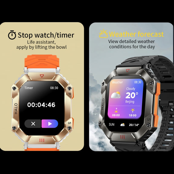 KR80 2.0 inch BT5.1 IP67 Sport Smart Watch, Support Bluetooth Call / Sleep / Blood Oxygen / Heart Rate / Blood Pressure Health Monitor(White+Camouflage)