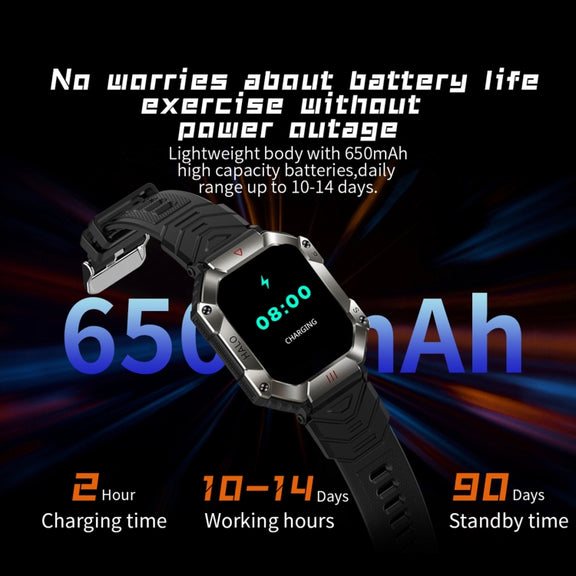KR80 2.0 inch BT5.1 IP67 Sport Smart Watch, Support Bluetooth Call / Sleep / Blood Oxygen / Heart Rate / Blood Pressure Health Monitor(White+Orange)
