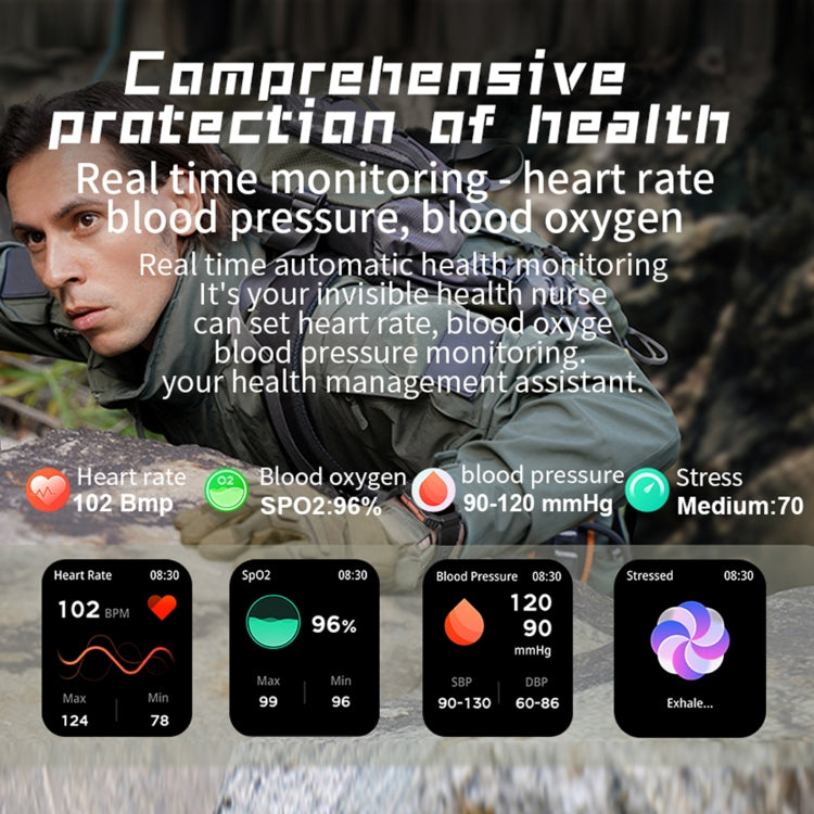 KR80 2.0 inch BT5.1 IP67 Sport Smart Watch, Support Bluetooth Call / Sleep / Blood Oxygen / Heart Rate / Blood Pressure Health Monitor(White+Camouflage)