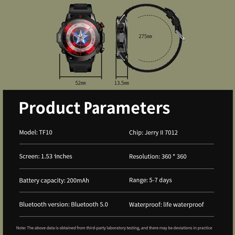 LEMFO TF10 Pro 1.53 inch BT5.2 IP67 Sport Smart Watch, Support Bluetooth Call / Sleep / Blood Oxygen / Heart Rate / Long Sitting Health Monitor(Black) - Smart Watches by LEMFO | Online Shopping South Africa | PMC TechLife | Buy Now Pay Later Mobicred
