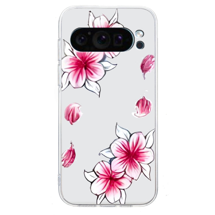 For Google Pixel 9 Colored Drawing Pattern Transparent TPU Phone Case(Sakura)