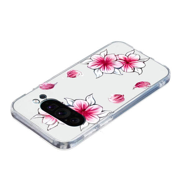 For Google Pixel 9 Colored Drawing Pattern Transparent TPU Phone Case(Sakura)
