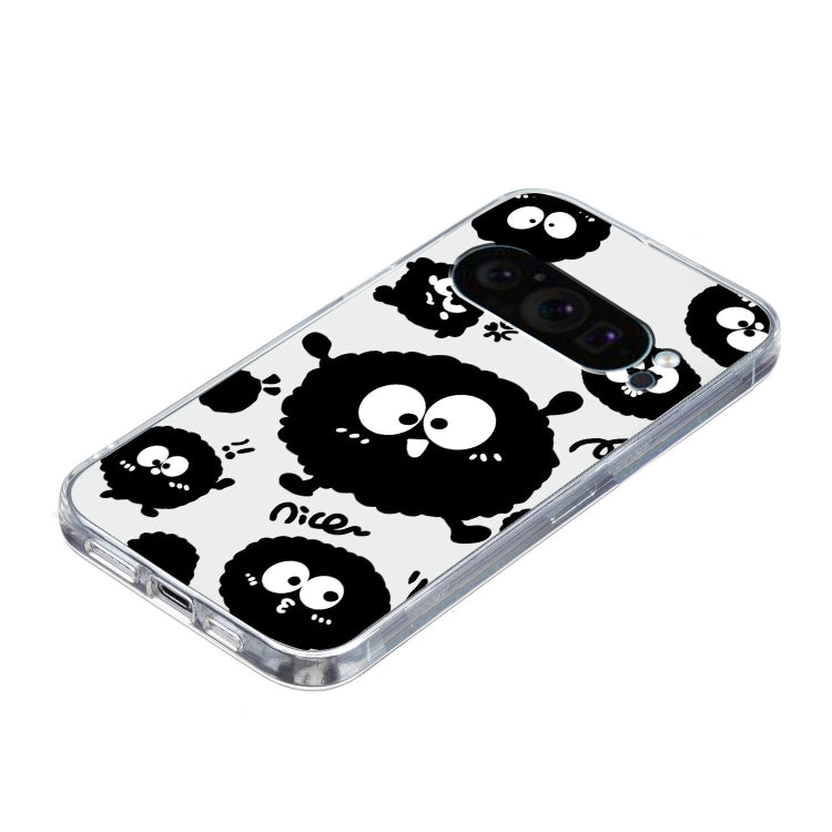 For Google Pixel 9 Colored Drawing Pattern Transparent TPU Phone Case(Black Eye) - Google Cases by PMC TechLife | Online Shopping South Africa | PMC TechLife | Buy Now Pay Later Mobicred