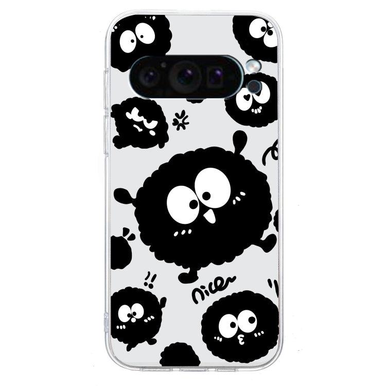 For Google Pixel 9 Pro Colored Drawing Pattern Transparent TPU Phone Case(Black Eye)