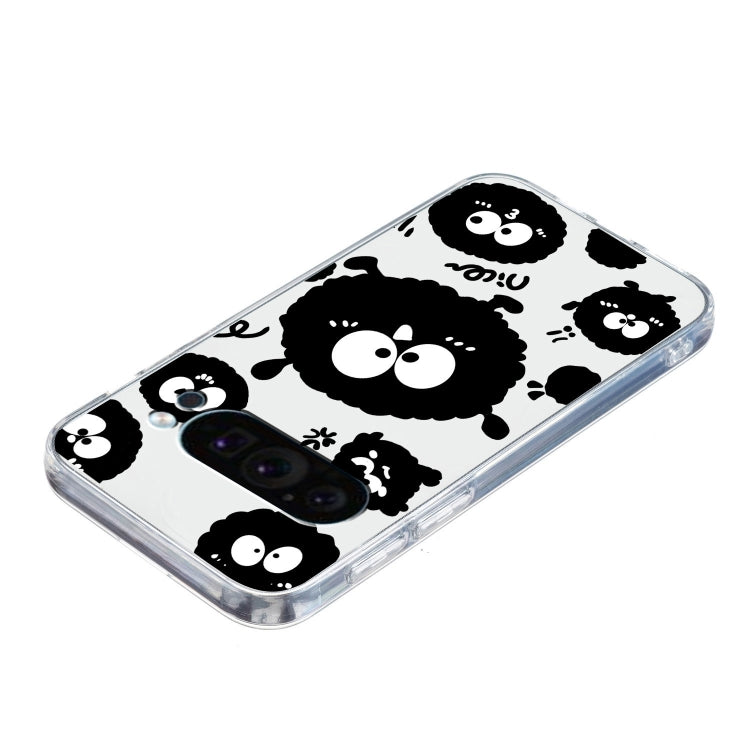 For Google Pixel 9 Pro Colored Drawing Pattern Transparent TPU Phone Case(Black Eye)