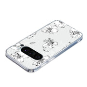 For Google Pixel 9 Pro Colored Drawing Pattern Transparent TPU Phone Case(White Flower)