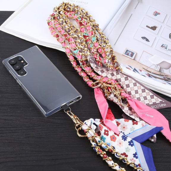Mobile Phone Anti-lost Silk Scarf Full Coverage Long Lanyard(Rose Red)