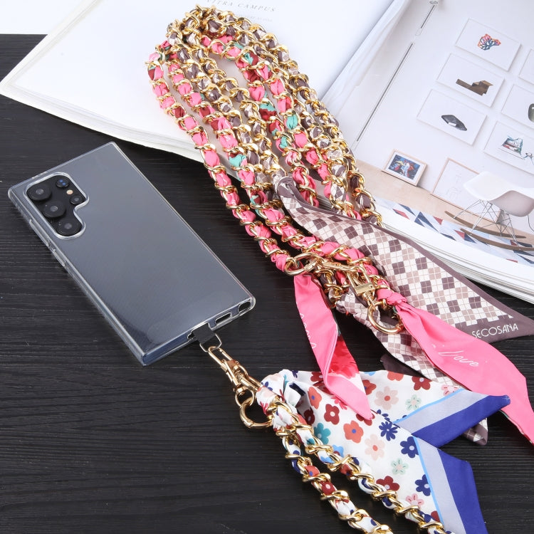 Mobile Phone Anti-lost Silk Scarf Full Coverage Long Lanyard(Rose Red)
