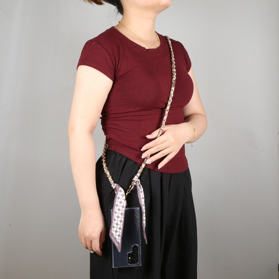 Mobile Phone Anti-lost Silk Scarf Full Coverage Long Lanyard(Rose Red)