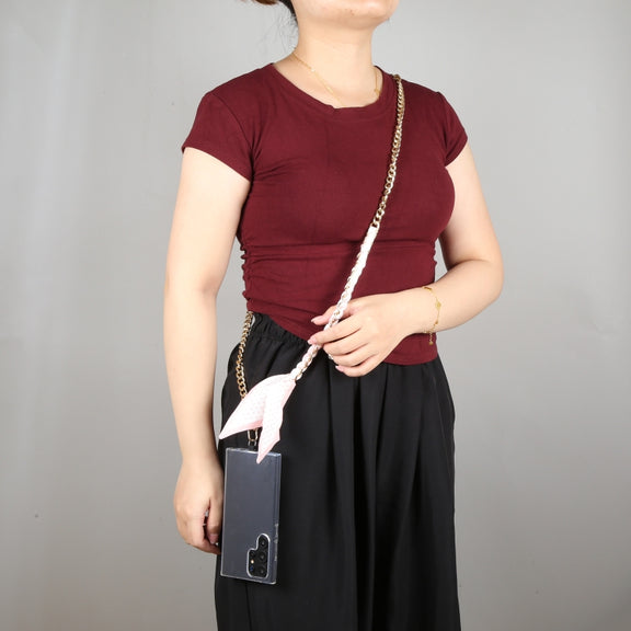 Mobile Phone Anti-lost Silk Scarf Half Pack Long Lanyard(Pink)