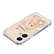 For iPhone 16 Plus Colored Drawing Pattern Transparent TPU Phone Case(Bear)