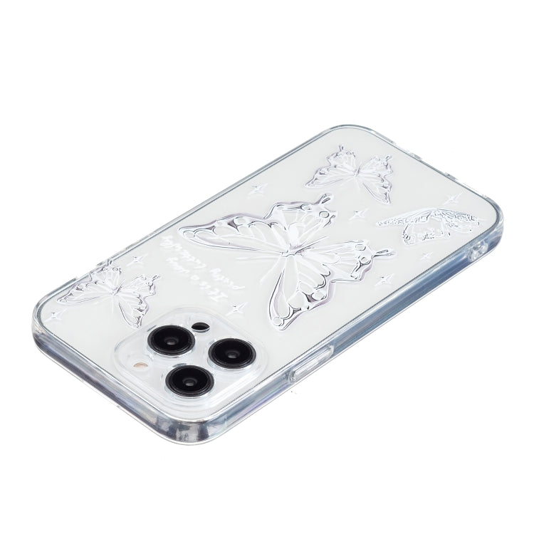 For iPhone 16 Pro Colored Drawing Pattern Transparent TPU Phone Case(Butterflies) - iPhone 16 Pro Cases by PMC TechLife | Online Shopping South Africa | PMC TechLife | Buy Now Pay Later Mobicred