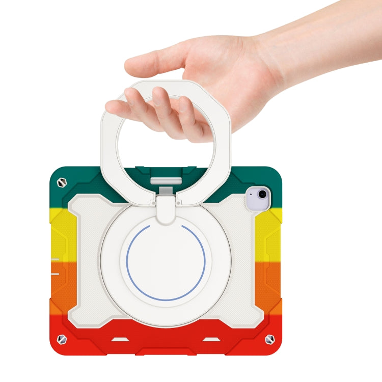 For iPad Air 13 2024 / 2025 Armor Portable Rotating Ring Holder Silicone Tablet Case with Pen Slot(Colorful Red) - free shipping - PMC TechLife - Order now!