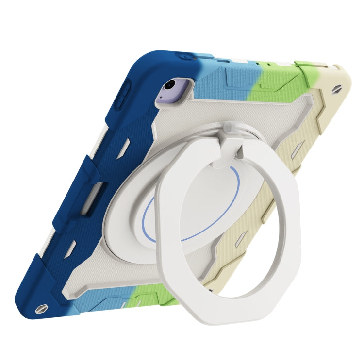 For iPad Air 13 2024 Armor Portable Rotating Ring Holder Silicone Tablet Case with Pen Slot(Colorful Blue) - iPad Air 13 2024 Cases by PMC TechLife | Online Shopping South Africa | PMC TechLife | Buy Now Pay Later Mobicred