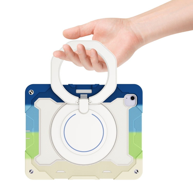 For iPad Air 13 2024 Armor Portable Rotating Ring Holder Silicone Tablet Case with Pen Slot(Colorful Blue) - iPad Air 13 2024 Cases by PMC TechLife | Online Shopping South Africa | PMC TechLife | Buy Now Pay Later Mobicred