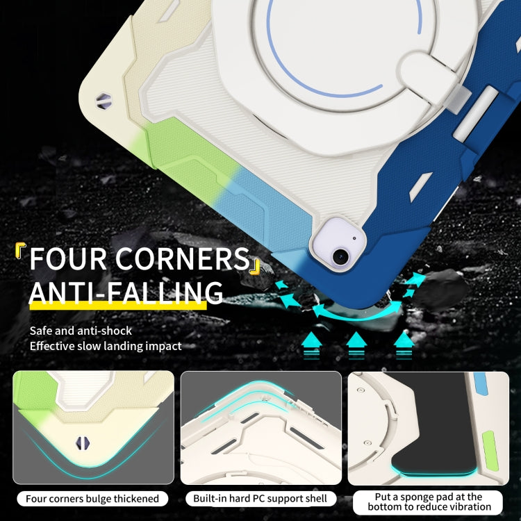 For iPad Air 13 2024 Armor Portable Rotating Ring Holder Silicone Tablet Case with Pen Slot(Colorful Blue) - iPad Air 13 2024 Cases by PMC TechLife | Online Shopping South Africa | PMC TechLife | Buy Now Pay Later Mobicred