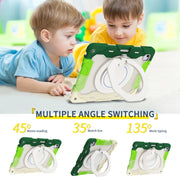 For iPad Air 13 2024 / 2025 Armor Portable Rotating Ring Holder Silicone Tablet Case with Pen Slot(Colorful Green)