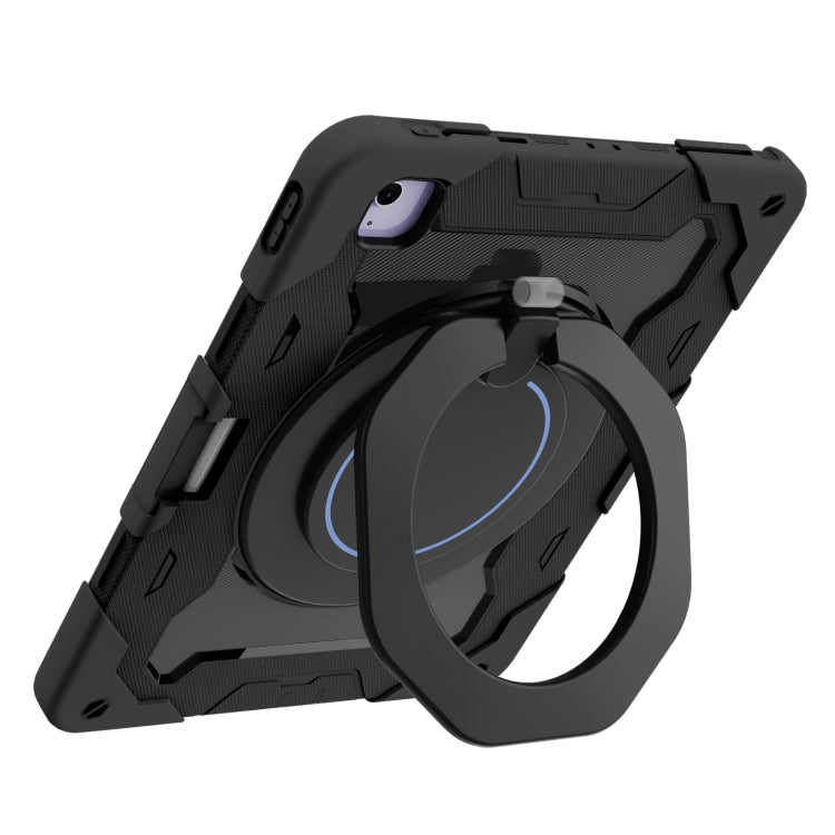 For iPad Air 13 2024 / 2025 Armor Portable Rotating Ring Holder Silicone Tablet Case with Pen Slot(Black) - iPad Air 13 2025 / 2024 Cases by PMC TechLife | Online Shopping South Africa | PMC TechLife | Buy Now Pay Later Mobicred