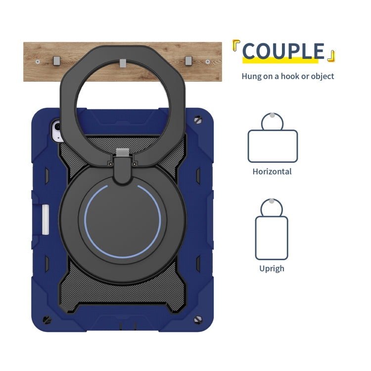 For iPad Air 13 2024 / 2025 Armor Portable Rotating Ring Holder Silicone Tablet Case with Pen Slot(Navy Blue) - iPad Air 13 2025 / 2024 Cases by PMC TechLife | Online Shopping South Africa | PMC TechLife | Buy Now Pay Later Mobicred