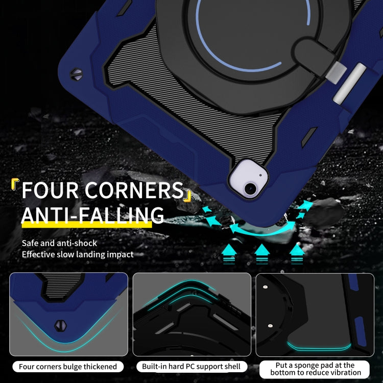 For iPad Air 13 2024 / 2025 Armor Portable Rotating Ring Holder Silicone Tablet Case with Pen Slot(Navy Blue) - iPad Air 13 2025 / 2024 Cases by PMC TechLife | Online Shopping South Africa | PMC TechLife | Buy Now Pay Later Mobicred