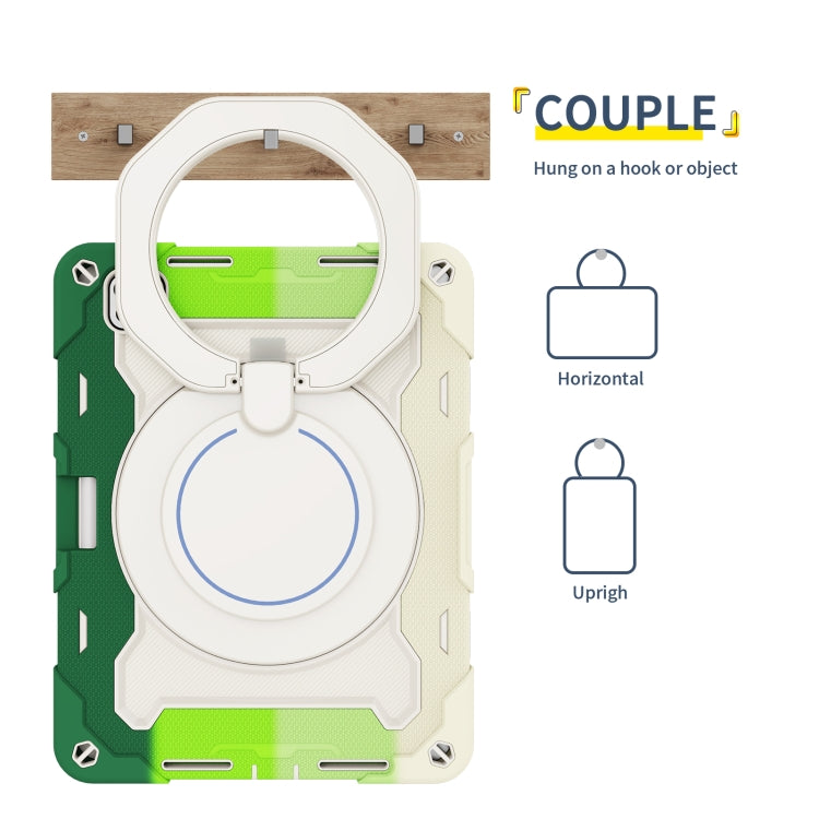 For iPad Pro 11 2024 Armor Portable Rotating Ring Holder Silicone Tablet Case with Pen Slot(Colorful Green) - iPad Pro 11 2024 Cases by PMC TechLife | Online Shopping South Africa | PMC TechLife | Buy Now Pay Later Mobicred
