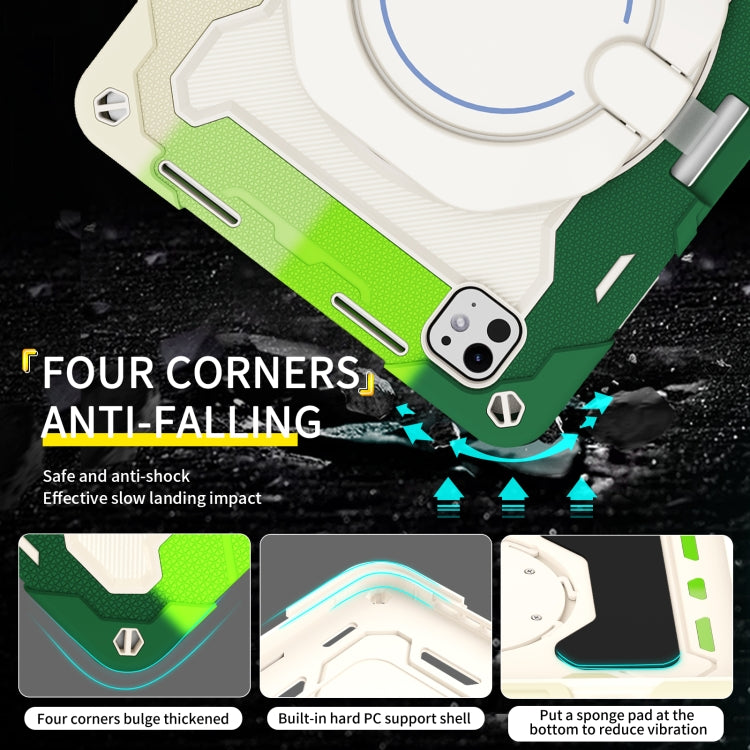 For iPad Pro 11 2024 Armor Portable Rotating Ring Holder Silicone Tablet Case with Pen Slot(Colorful Green) - iPad Pro 11 2024 Cases by PMC TechLife | Online Shopping South Africa | PMC TechLife | Buy Now Pay Later Mobicred