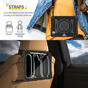 For iPad Pro 11 2024 Armor Portable Rotating Ring Holder Silicone Tablet Case with Pen Slot(Black)