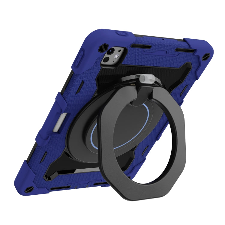 For iPad Pro 11 2024 Armor Portable Rotating Ring Holder Silicone Tablet Case with Pen Slot(Navy Blue) - iPad Pro 11 2024 Cases by PMC TechLife | Online Shopping South Africa | PMC TechLife | Buy Now Pay Later Mobicred