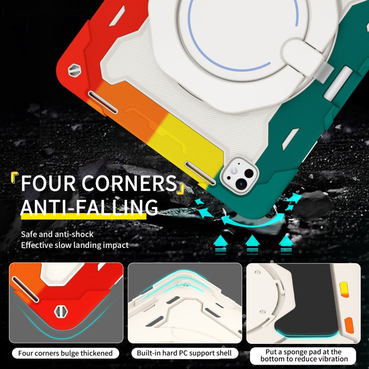 For iPad Pro 13 2024 Armor Portable Rotating Ring Holder Silicone Tablet Case with Pen Slot(Colorful Red) - free shipping - PMC TechLife - Order now!