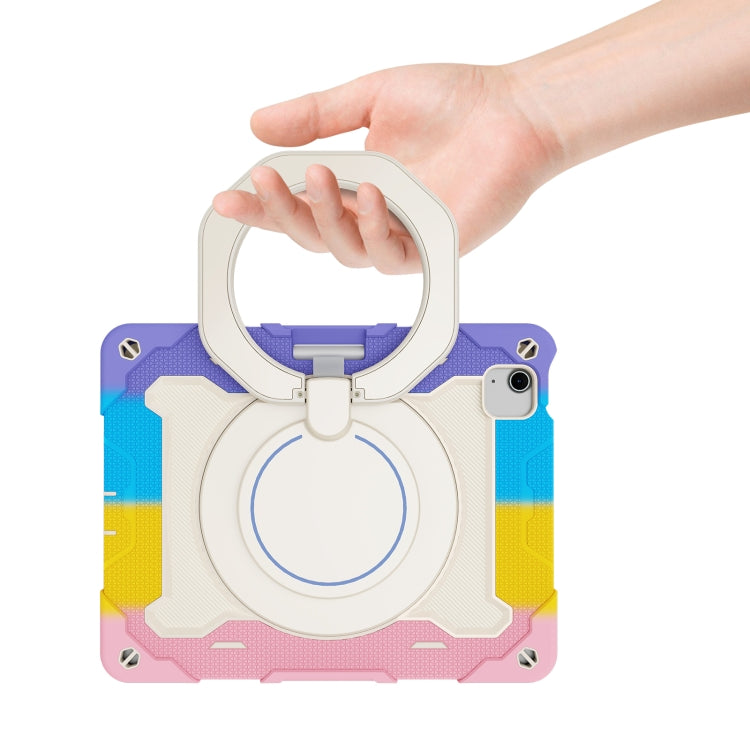 For iPad Air 11 2024 Armor Portable Rotating Ring Holder Silicone Tablet Case with Pen Slot(Colorful Pink) - iPad Air 11 2024 Cases by PMC TechLife | Online Shopping South Africa | PMC TechLife | Buy Now Pay Later Mobicred