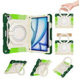 For iPad Air 11 2024 / 2025 Armor Portable Rotating Ring Holder Silicone Tablet Case with Pen Slot(Colorful Green) - iPad Air 11 2025 / 2024 Cases by PMC TechLife | Online Shopping South Africa | PMC TechLife | Buy Now Pay Later Mobicred