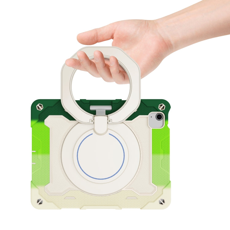 For iPad Air 11 2024 / 2025 Armor Portable Rotating Ring Holder Silicone Tablet Case with Pen Slot(Colorful Green) - iPad Air 11 2025 / 2024 Cases by PMC TechLife | Online Shopping South Africa | PMC TechLife | Buy Now Pay Later Mobicred
