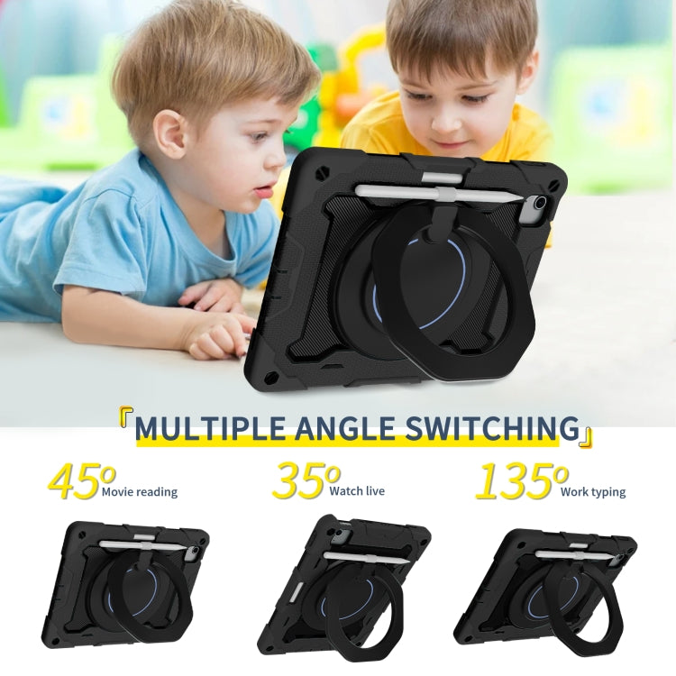 For iPad Air 11 2024 / 2025 Armor Portable Rotating Ring Holder Silicone Tablet Case with Pen Slot(Black) - iPad Air 11 2025 / 2024 Cases by PMC TechLife | Online Shopping South Africa | PMC TechLife | Buy Now Pay Later Mobicred