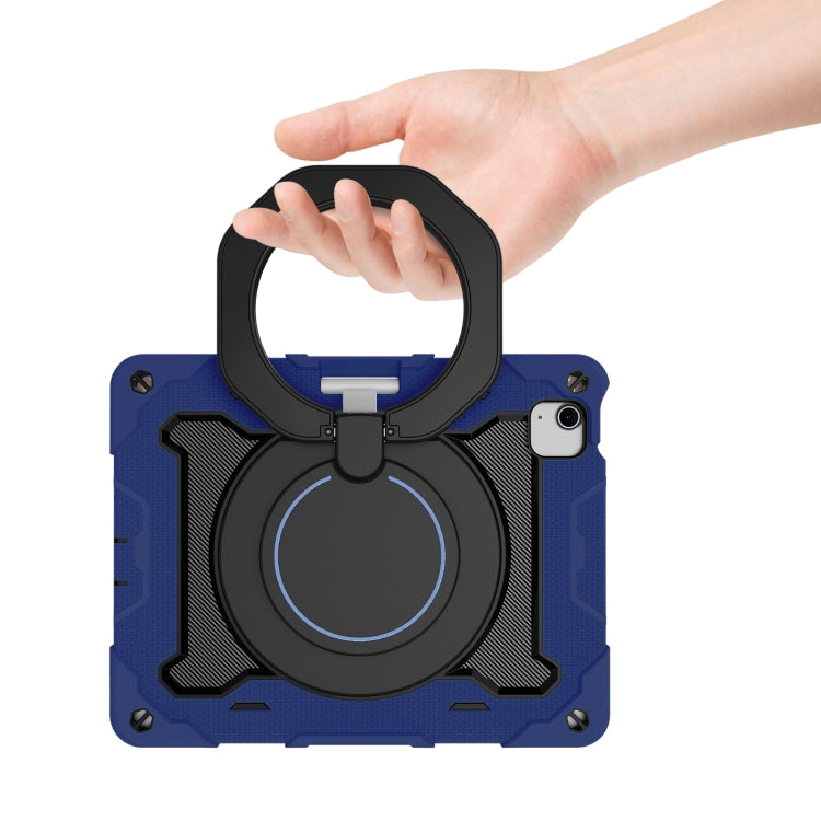 For iPad Air 11 2024 / 2025 Armor Portable Rotating Ring Holder Silicone Tablet Case with Pen Slot(Navy Blue) - iPad Air 11 2025 / 2024 Cases by PMC TechLife | Online Shopping South Africa | PMC TechLife | Buy Now Pay Later Mobicred