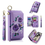 For Samsung Galaxy S24 5G POLA Flower Multi-functional Zipper Wallet Leather Phone Case(Purple)