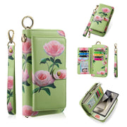 For Samsung Galaxy S24 Ultra 5G POLA Flower Multi-functional Zipper Wallet Leather Phone Case(Green)