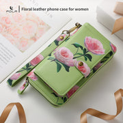 For Samsung Galaxy S24 Ultra 5G POLA Flower Multi-functional Zipper Wallet Leather Phone Case(Green)