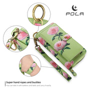 For Samsung Galaxy S24 Ultra 5G POLA Flower Multi-functional Zipper Wallet Leather Phone Case(Green)