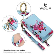 For Samsung Galaxy S24 Ultra 5G POLA Flower Multi-functional Zipper Wallet Leather Phone Case(Sky Blue)