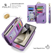 For Samsung Galaxy S24 Ultra 5G POLA Flower Multi-functional Zipper Wallet Leather Phone Case(Purple)