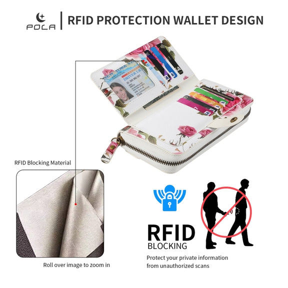For Samsung Galaxy S24 Ultra 5G POLA Flower Multi-functional Zipper Wallet Leather Phone Case(Beige)