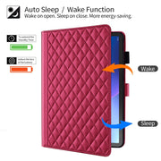 For Lenovo Tab M10 Plus 10.6 3rd Gen Rhombus Lattice Leather Smart Tablet Case(Red)