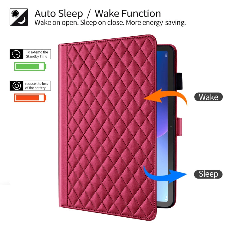 For Lenovo Tab M10 Plus 10.6 3rd Gen Rhombus Lattice Leather Smart Tablet Case(Red)