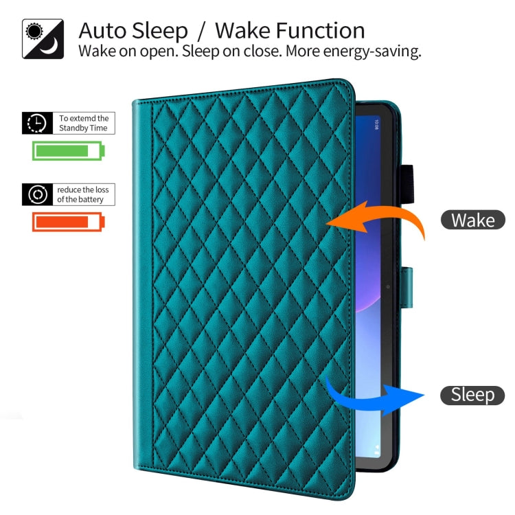 For Lenovo Tab M10 Plus 10.6 3rd Gen Rhombus Lattice Leather Smart Tablet Case(Dark Green) - Lenovo by PMC TechLife | Online Shopping South Africa | PMC TechLife | Buy Now Pay Later Mobicred