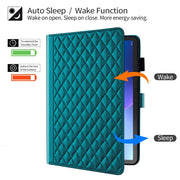For Lenovo Tab M10 Plus 10.6 3rd Gen Rhombus Lattice Leather Smart Tablet Case(Dark Green)