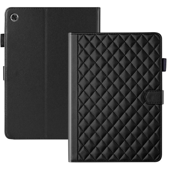 For Lenovo Tab M10 Plus 10.6 3rd Gen Rhombus Lattice Leather Smart Tablet Case(Black)
