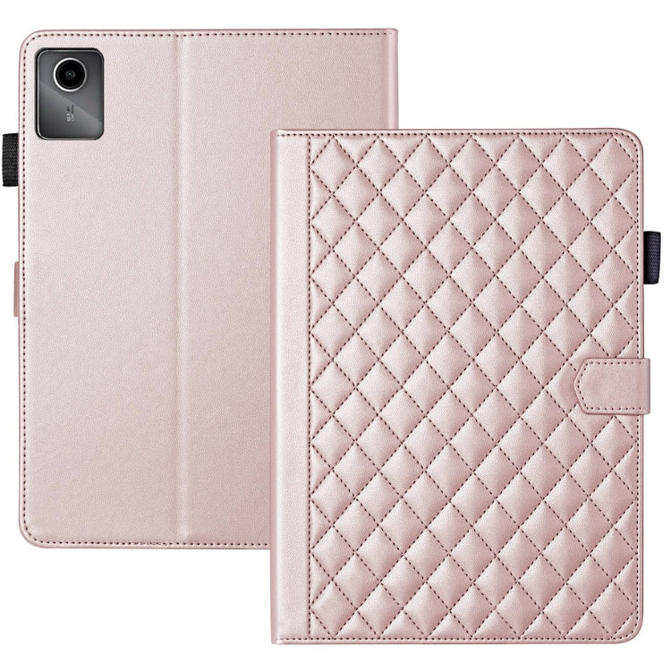 For Lenovo Tab M11 / Xiaoxin Pad 11 2024 Rhombus Lattice Leather Tablet Case(Rose Gold) - free shipping - PMC Jewellery - Order now!