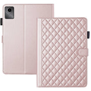 For Lenovo Tab M11 / Xiaoxin Pad 11 2024 Rhombus Lattice Leather Tablet Case(Rose Gold)