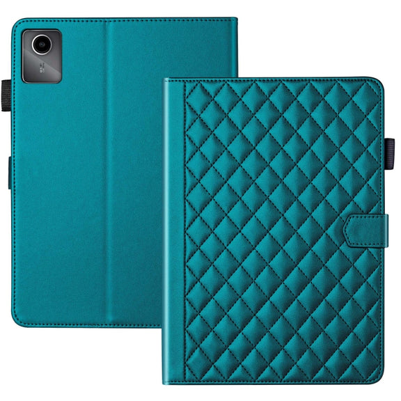 For Lenovo Tab M11 / Xiaoxin Pad 11 2024 Rhombus Lattice Leather Tablet Case(Dark Green)